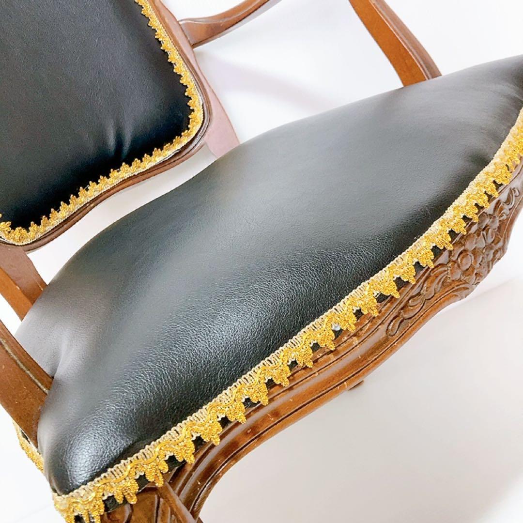 アンティーク　クラシックスタイル　アームチェア 猫脚　椅子　合皮　サロンチェア