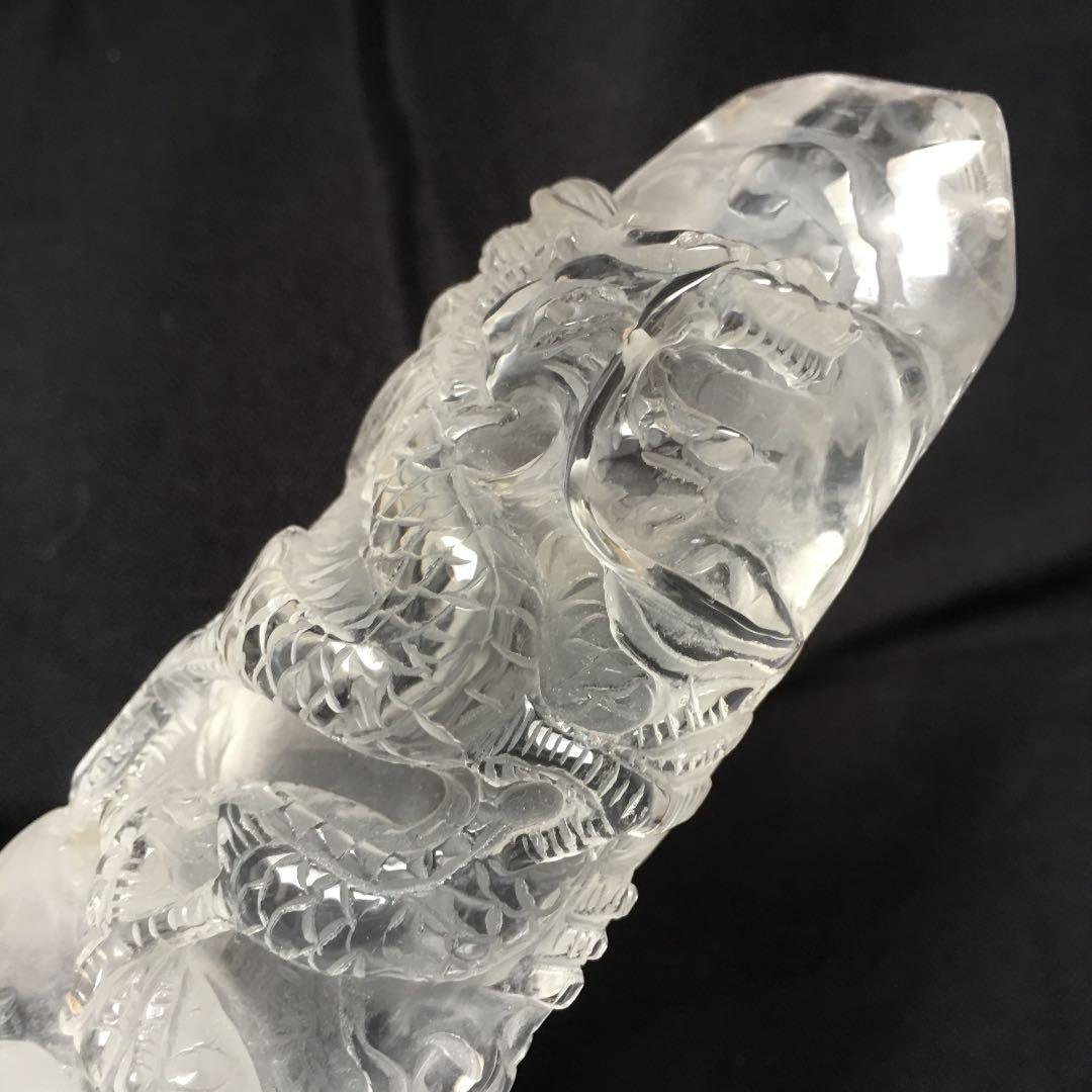 天然石 水晶  龍　彫刻　昇り龍　縁起物