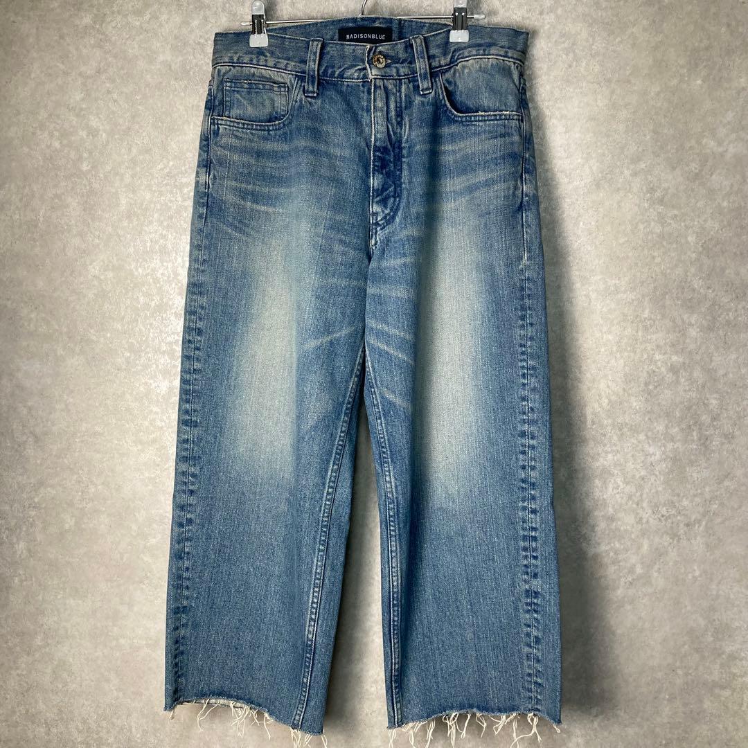 美品 MADISONBLUE クロップド デニムパンツ カットオフ M