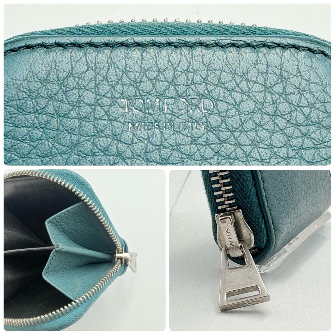 トムフォード レザー ラウンドファスナー ケース エメラルドグリーン