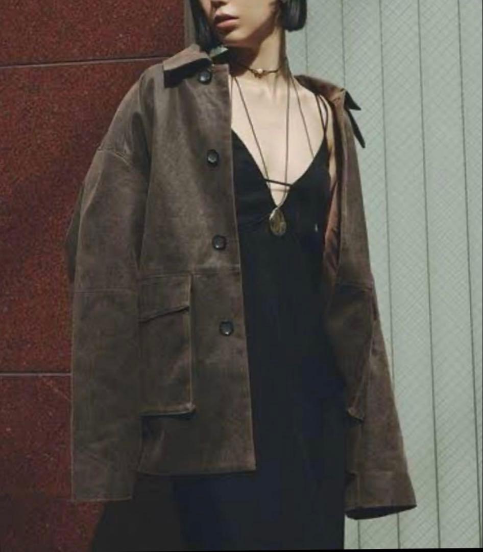 【MIESROHE】フェイクレザーカバーオールジャケット