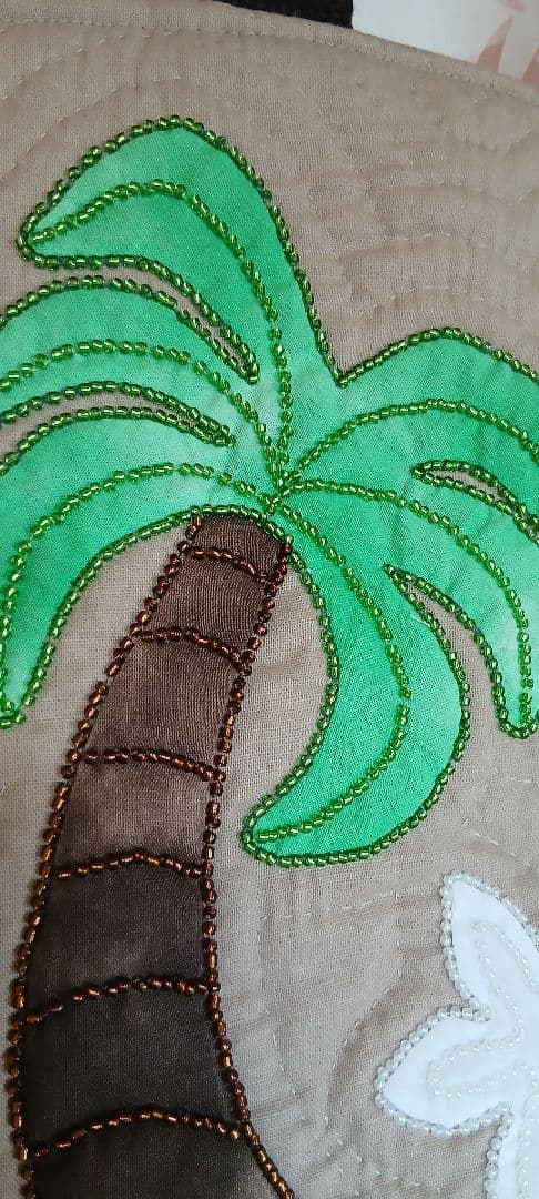 ハワイアンキルト パームツリーのキラキラトートバッグ