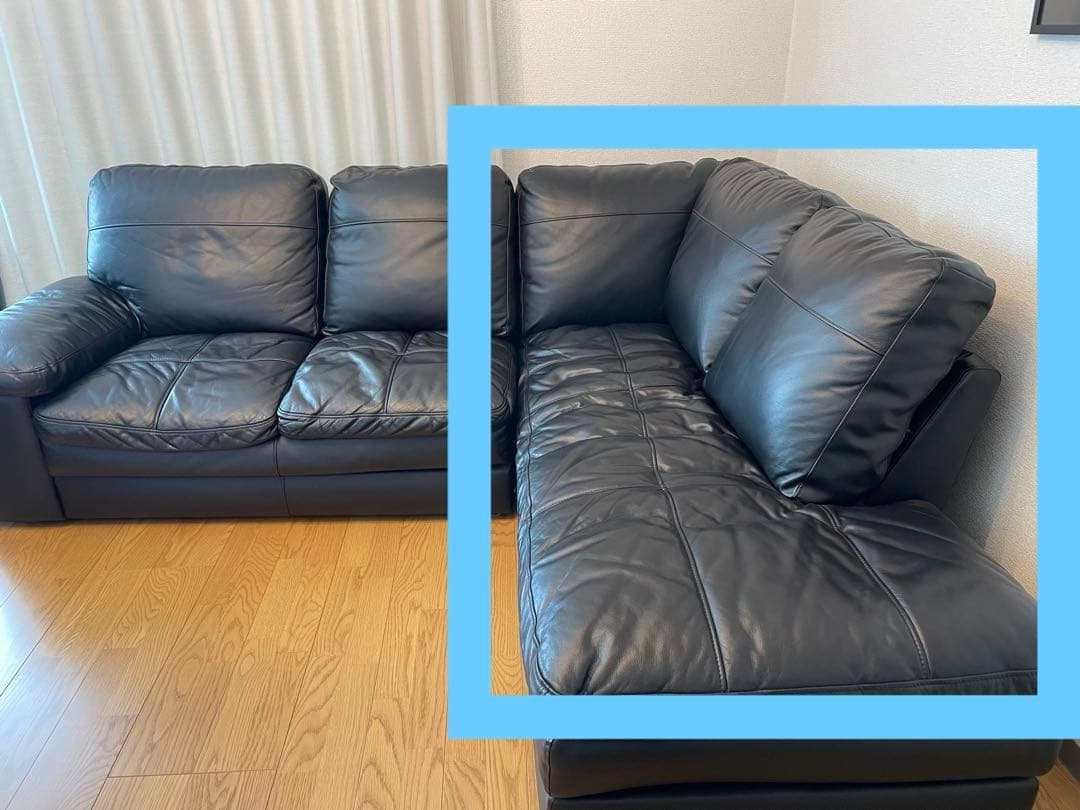 ②ニトリ コーナーソファ ブラック(Sステイツ BK-L)