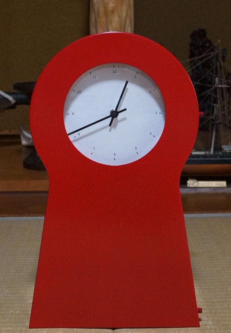 ★レア廃盤★北欧IKEA PS 1995★鍵穴型掛時計 置時計 収納付き赤レッド