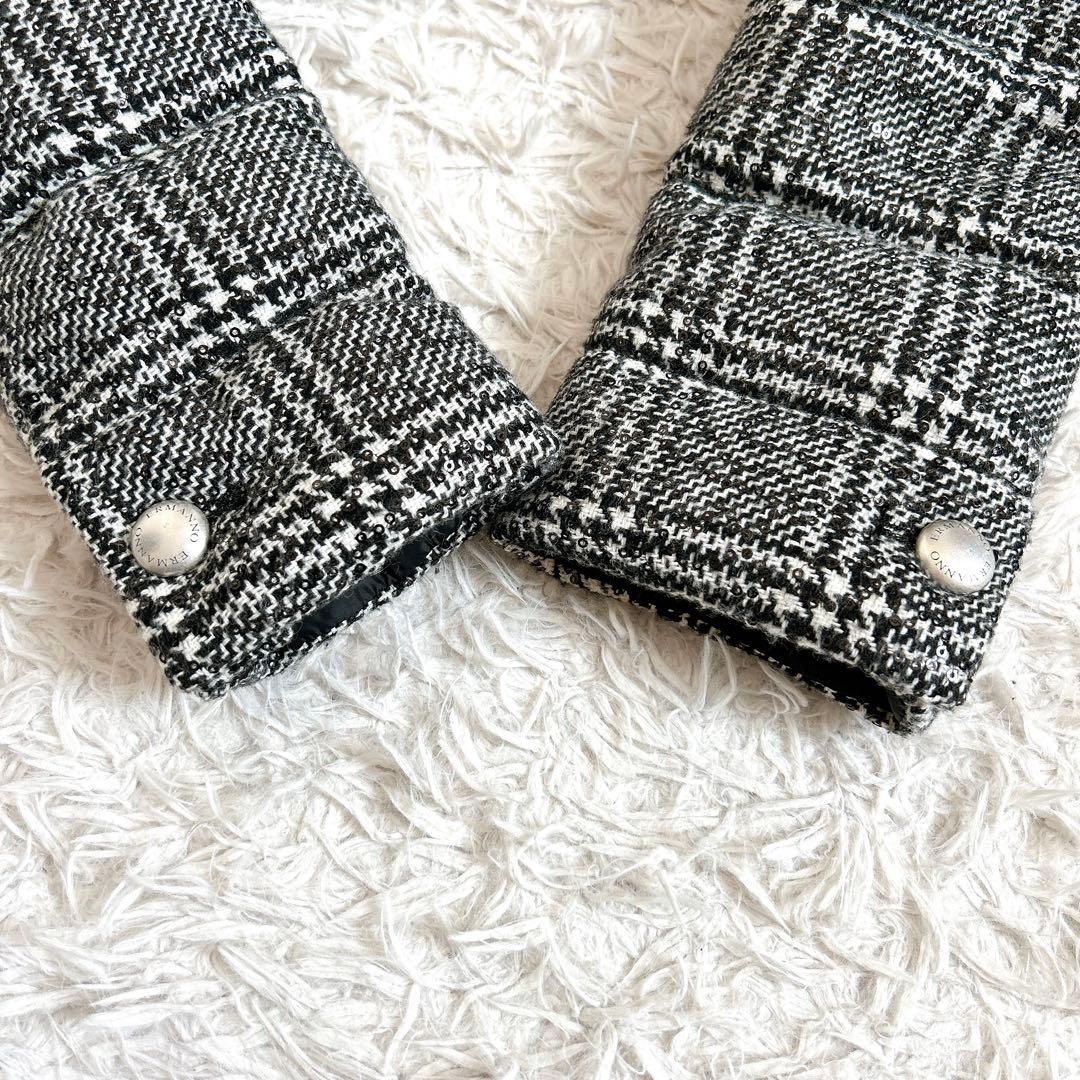 美品⁂エルマンノフィレンツェ⁂ショートコート　グレンチェック　レース　ロゴボタン