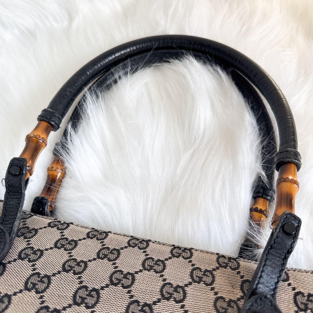 GUCCI バンブートートバッグ GG CANVAS キャンバス ブラック