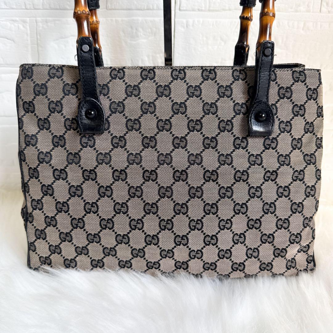 GUCCI バンブートートバッグ GG CANVAS キャンバス ブラック