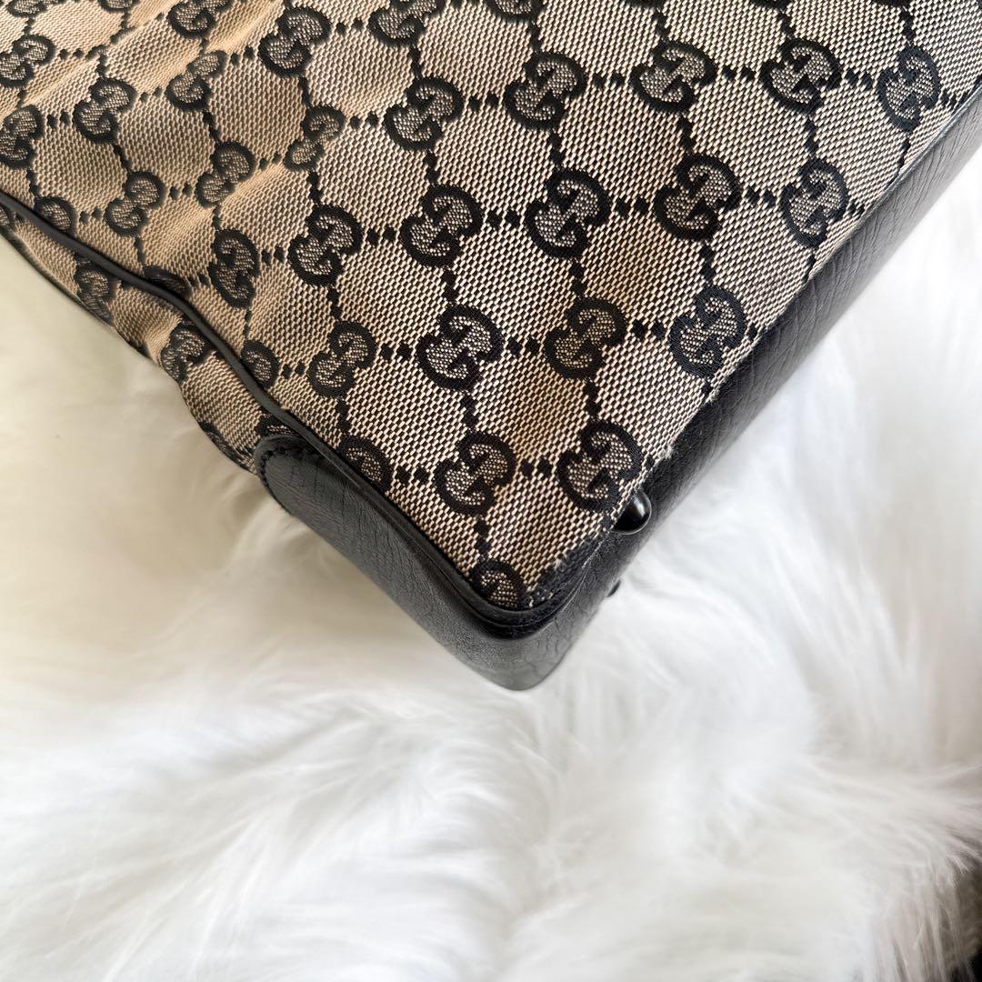 GUCCI バンブートートバッグ GG CANVAS キャンバス ブラック