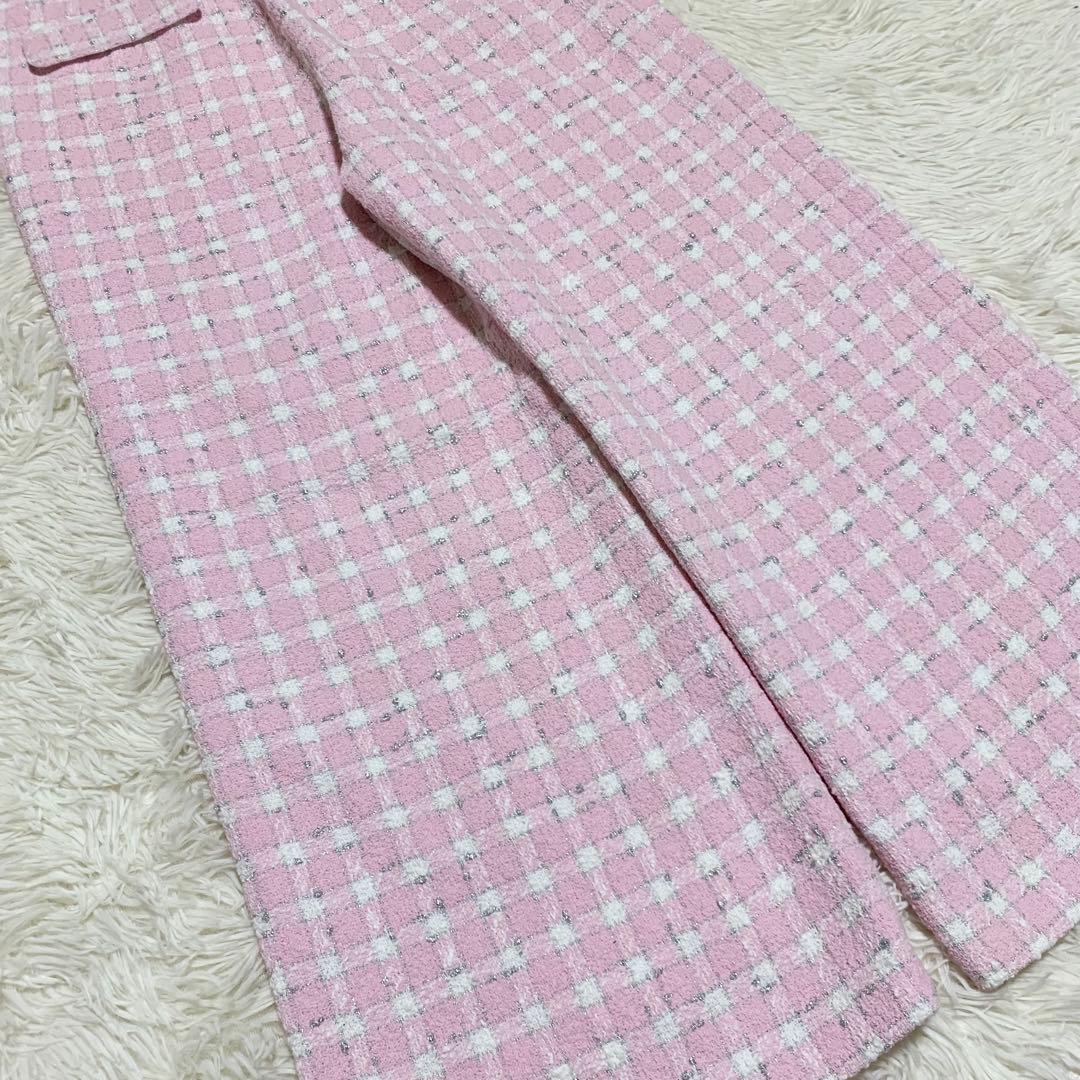 【極美品】グレースクラス サロペット ツイード チェック ピンク 36