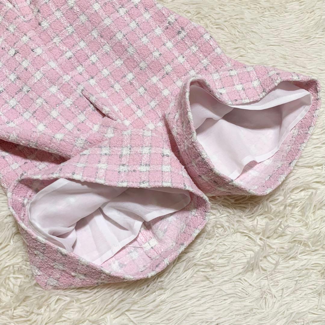 【極美品】グレースクラス サロペット ツイード チェック ピンク 36