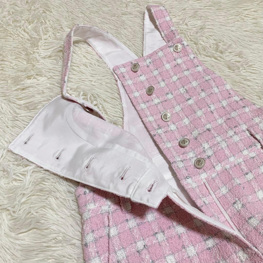 【極美品】グレースクラス サロペット ツイード チェック ピンク 36