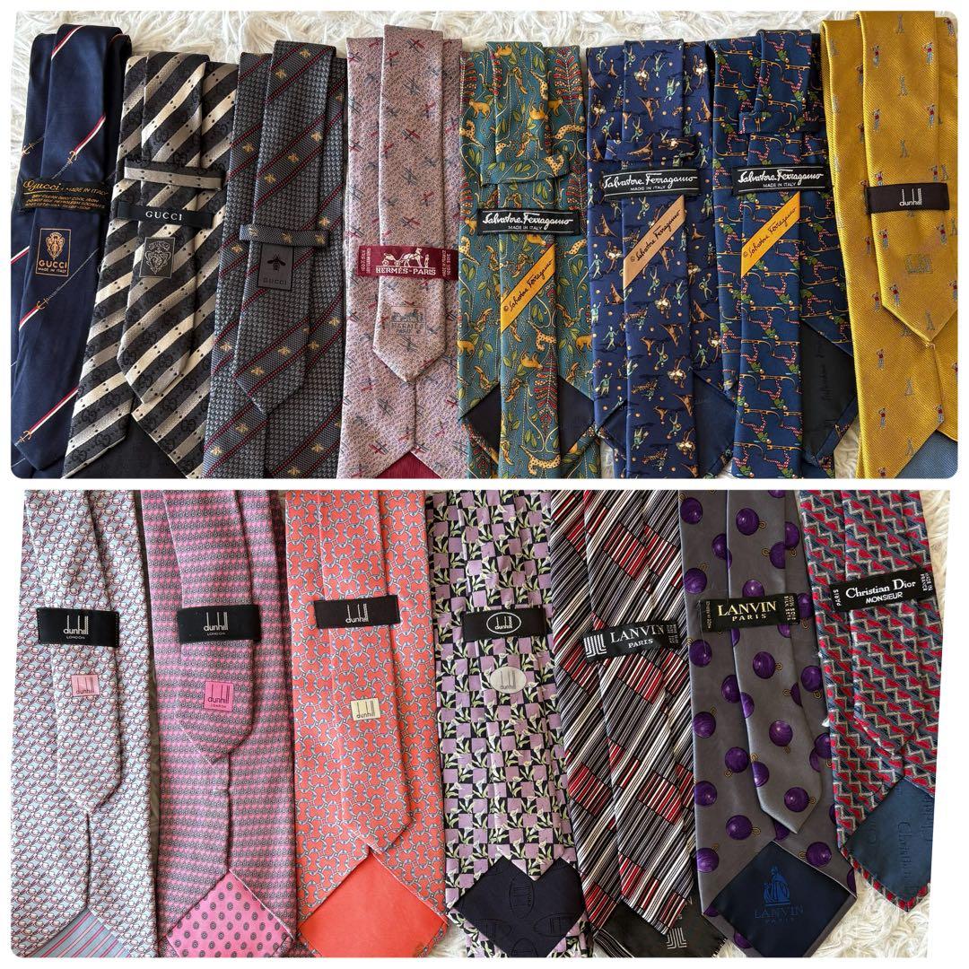 ブランドネクタイ15本セット GUCCI HERMES フェラガモ 訳あり