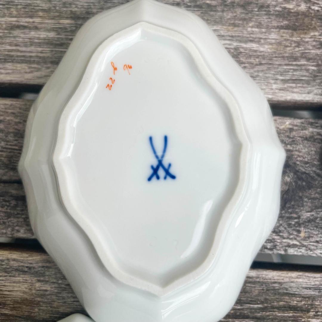 マイセン 手描き　菱形　小皿　一つの花　６個セット