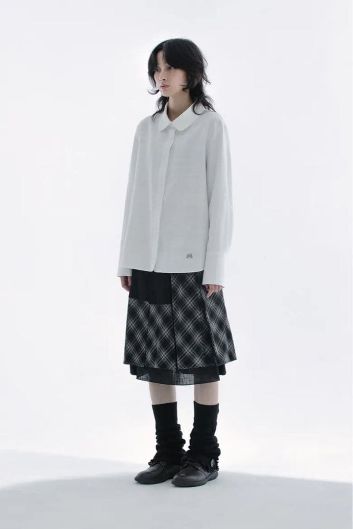 HUGYOURSKIN 新作Check Pleated Midi Skirt