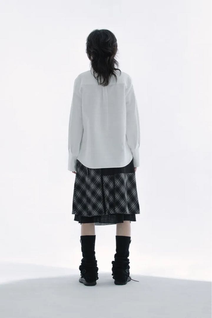 HUGYOURSKIN 新作Check Pleated Midi Skirt