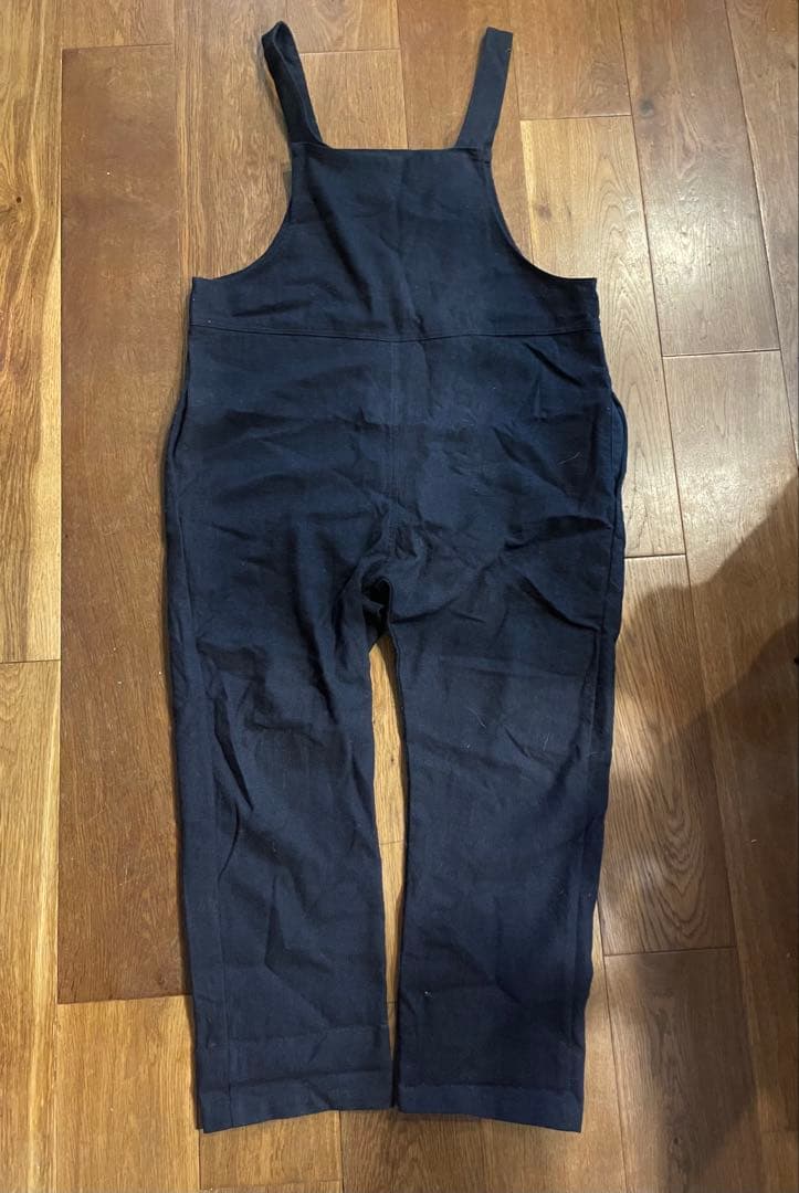 フォグリネンワーク　サロペット　ネイビー　ウール　リネン