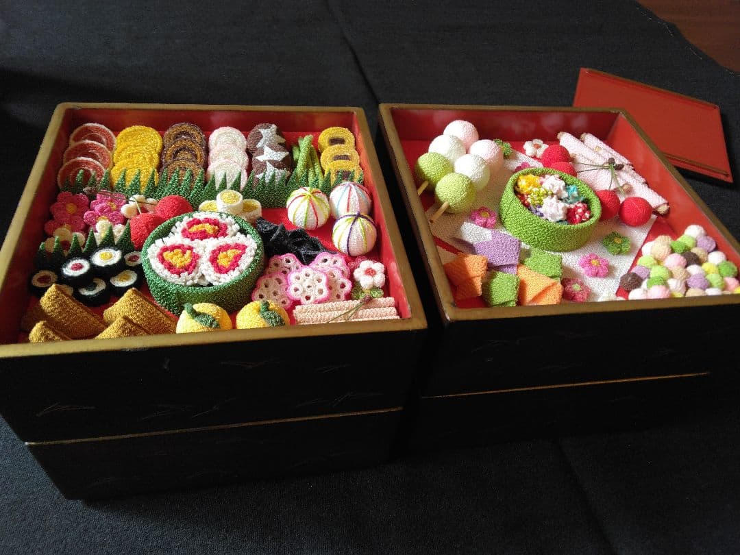 ミニチュア重箱縮緬細工食品
