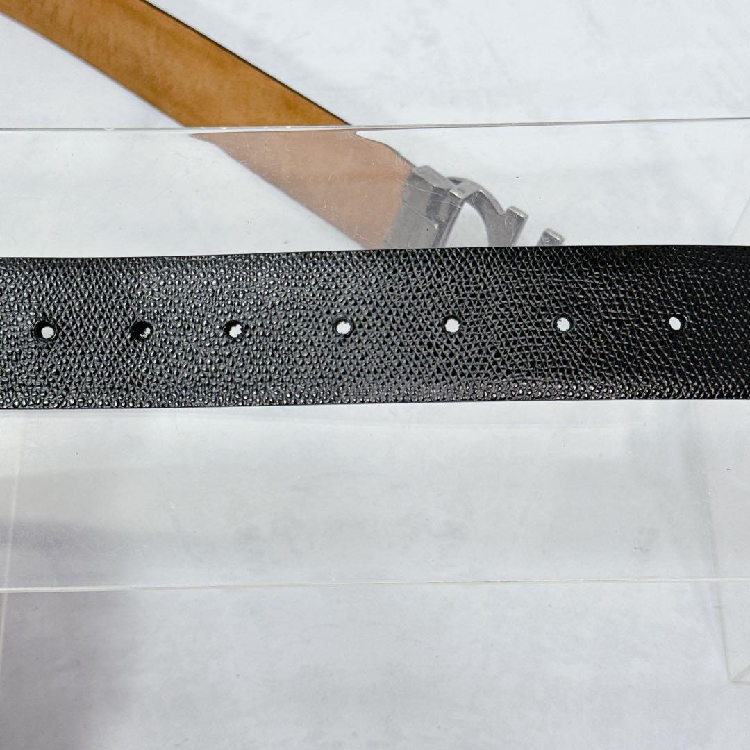 エイジング良好 Ferragamo ダブルガンチーニ ベルト シボ革ガンメタ