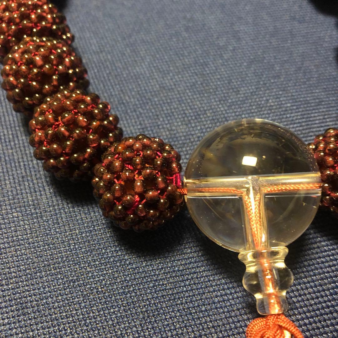 ガーネット　水晶　念珠