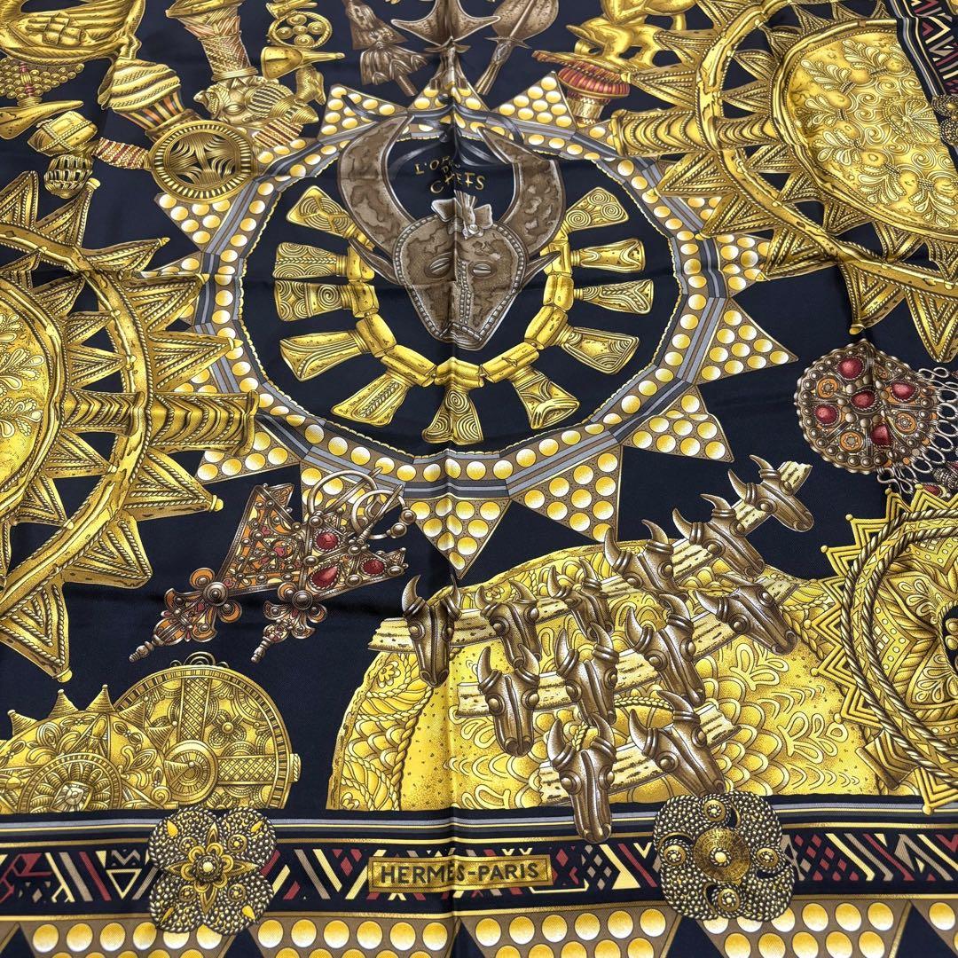 HERMES/エルメス カレ90 首長達の金 スカーフ i_024