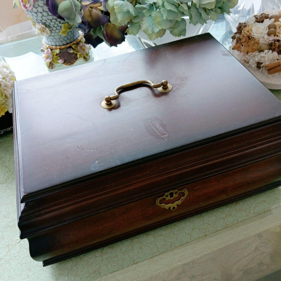 アンティーク　大型　ジュエリー　ボックス　 ダークブラウン　宝石箱　アクセサリー