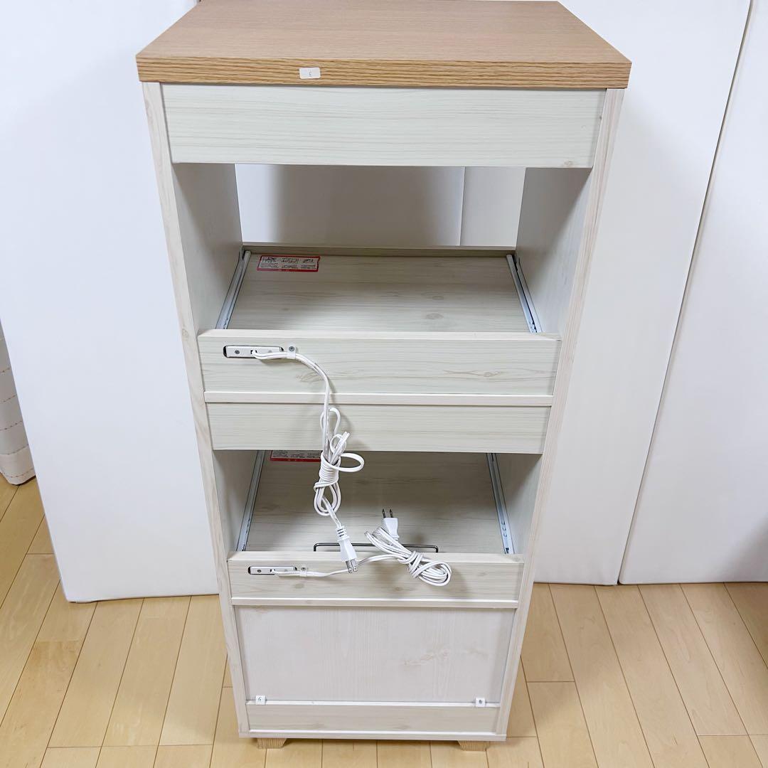 スリムレンジ台　レール引き出し2 北欧　山善　カレルRG レンジラックW48cm