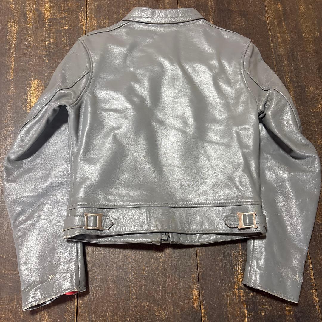 旧タグ666グレー シングルライダースジャケット