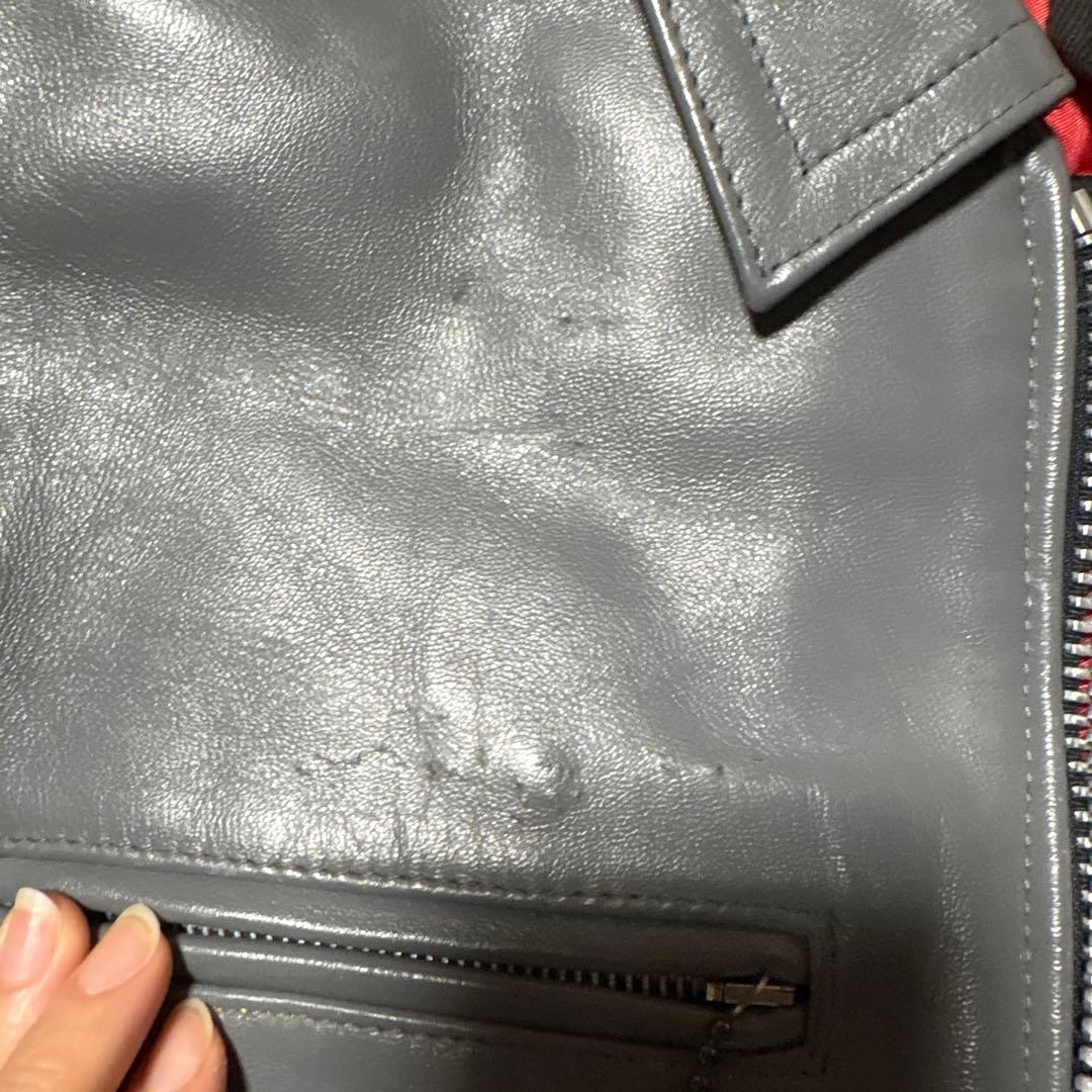 旧タグ666グレー シングルライダースジャケット