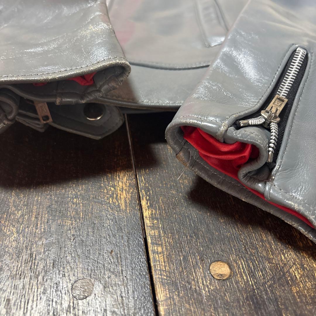 旧タグ666グレー シングルライダースジャケット