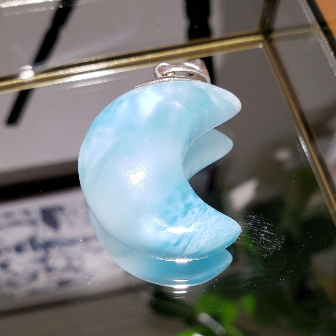 ラリマー　アイスラリマー　月　ペンダントトップ