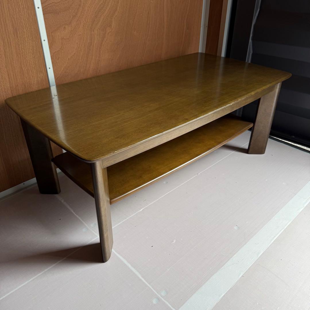 【美品】カリモク ローテーブル TT3500NW 天板綺麗 木製棚付き