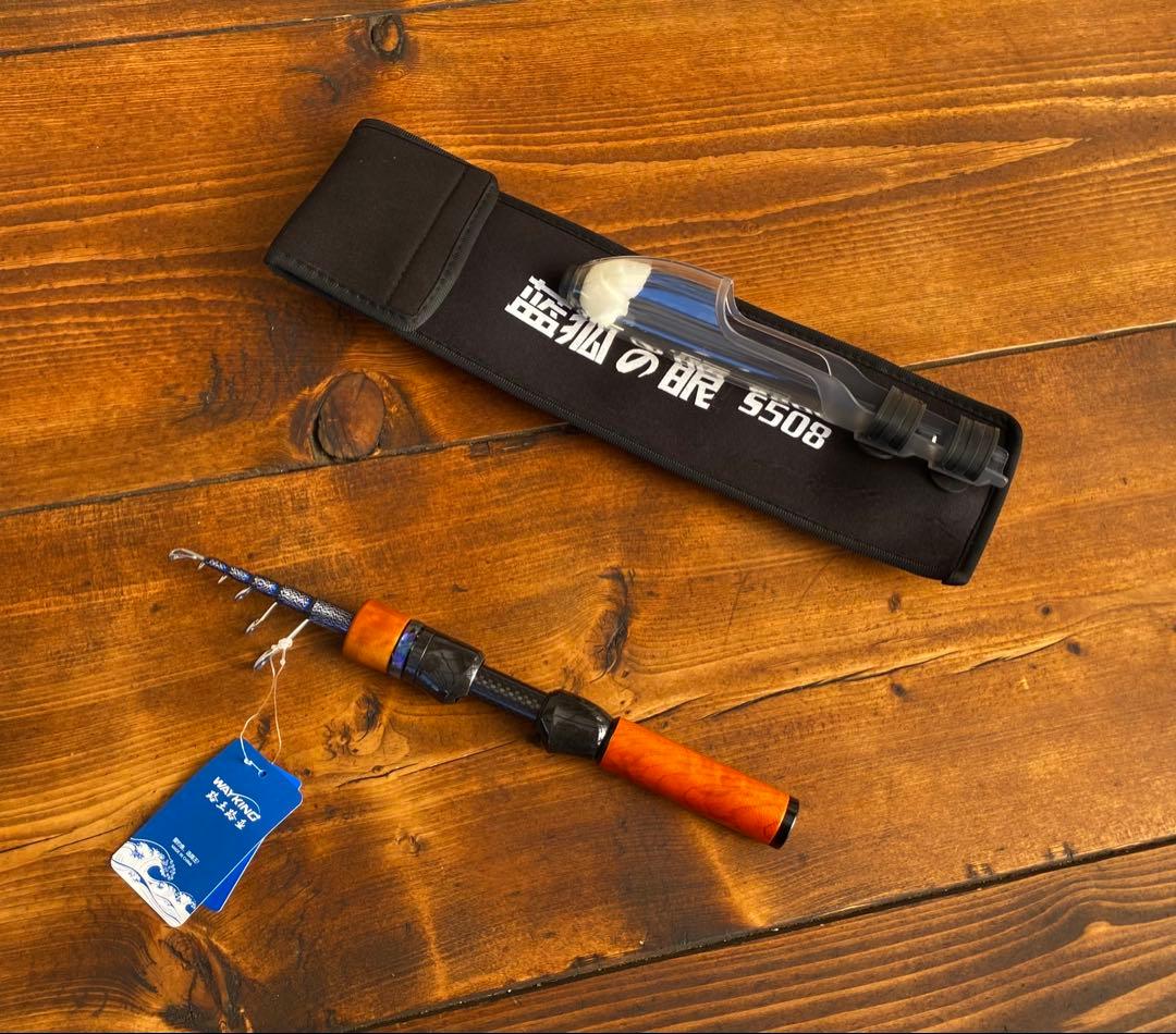 超軽量　カーボンロッ5ft トラウトロッド　スピニングロッド　ウッドグリップ