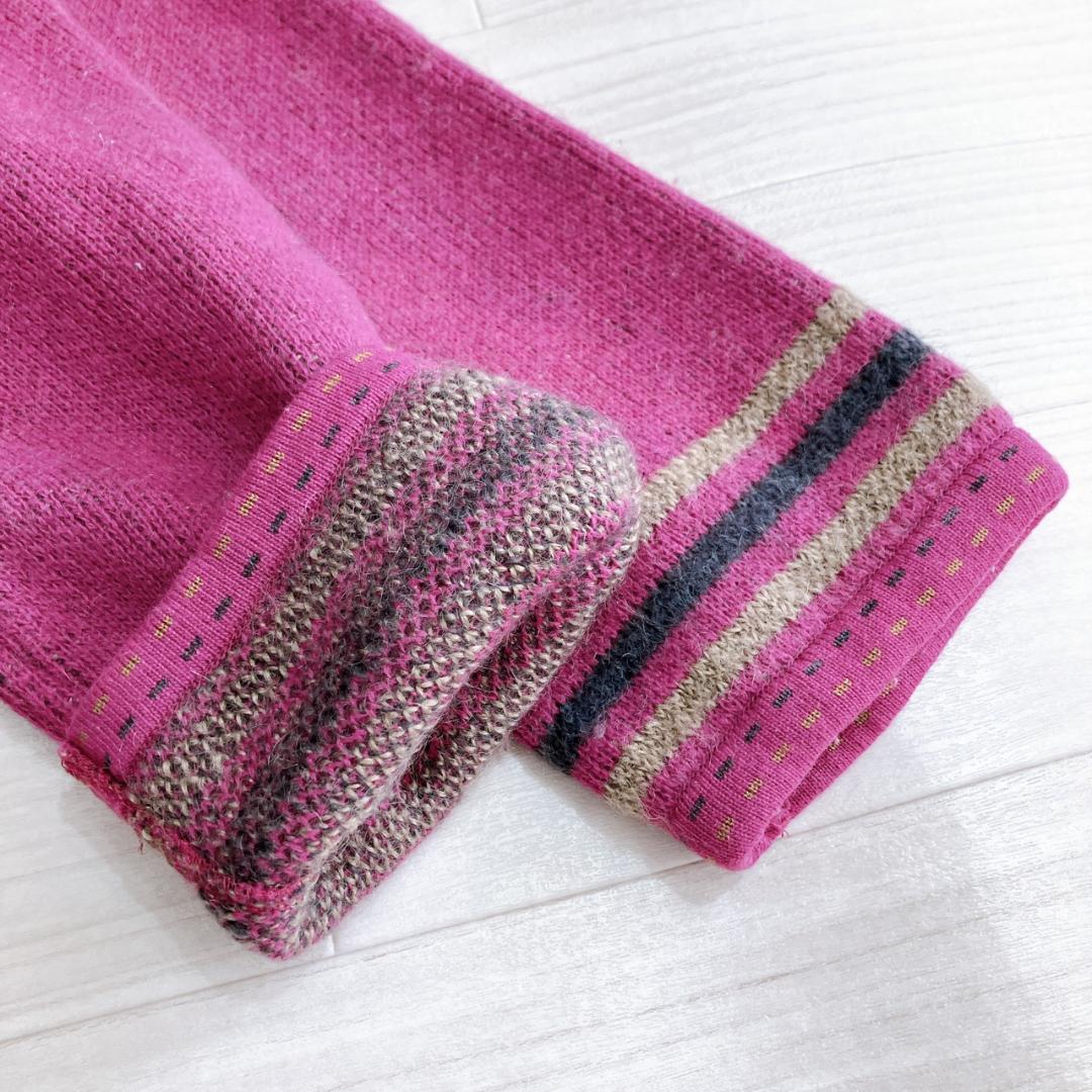 【美品】　伊太利屋 GK　総柄モヘアウールブレンドロングカーディガンパープル