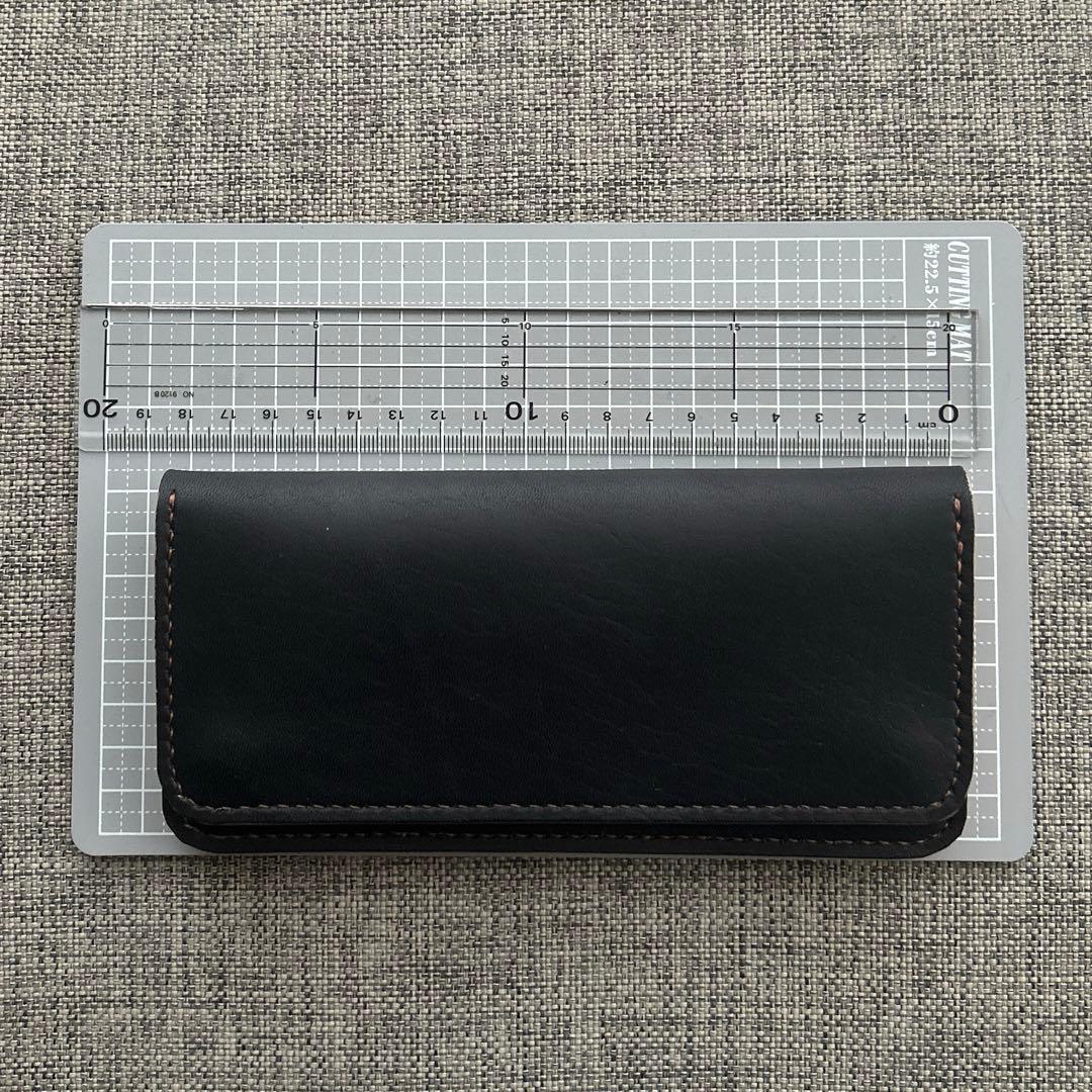 トラッカーウォレット ブラック タンニン鞣し 牛革 ハンドメイド 長財布