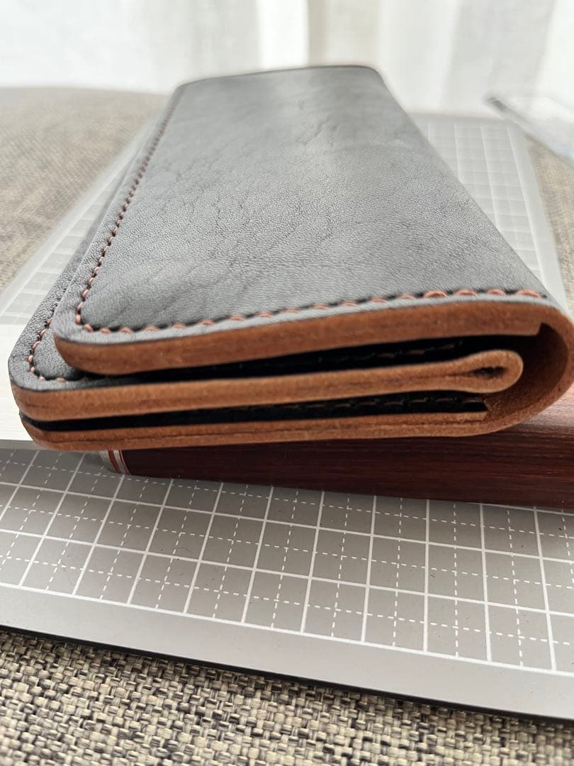 トラッカーウォレット ブラック タンニン鞣し 牛革 ハンドメイド 長財布