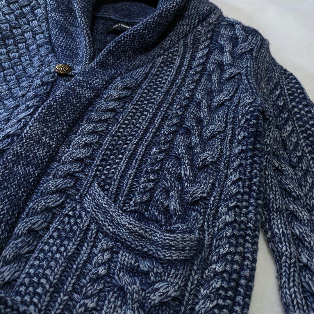 1piu1uguale3 ケーブルニットショールカラーカーディガン　カシミヤ混