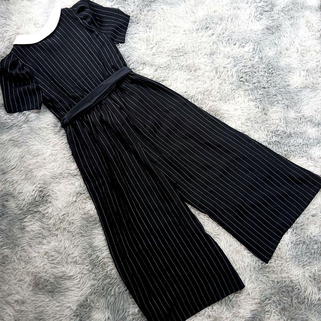 M'S GRACY✨2way ストライプオールインワン 40 白襟 黒