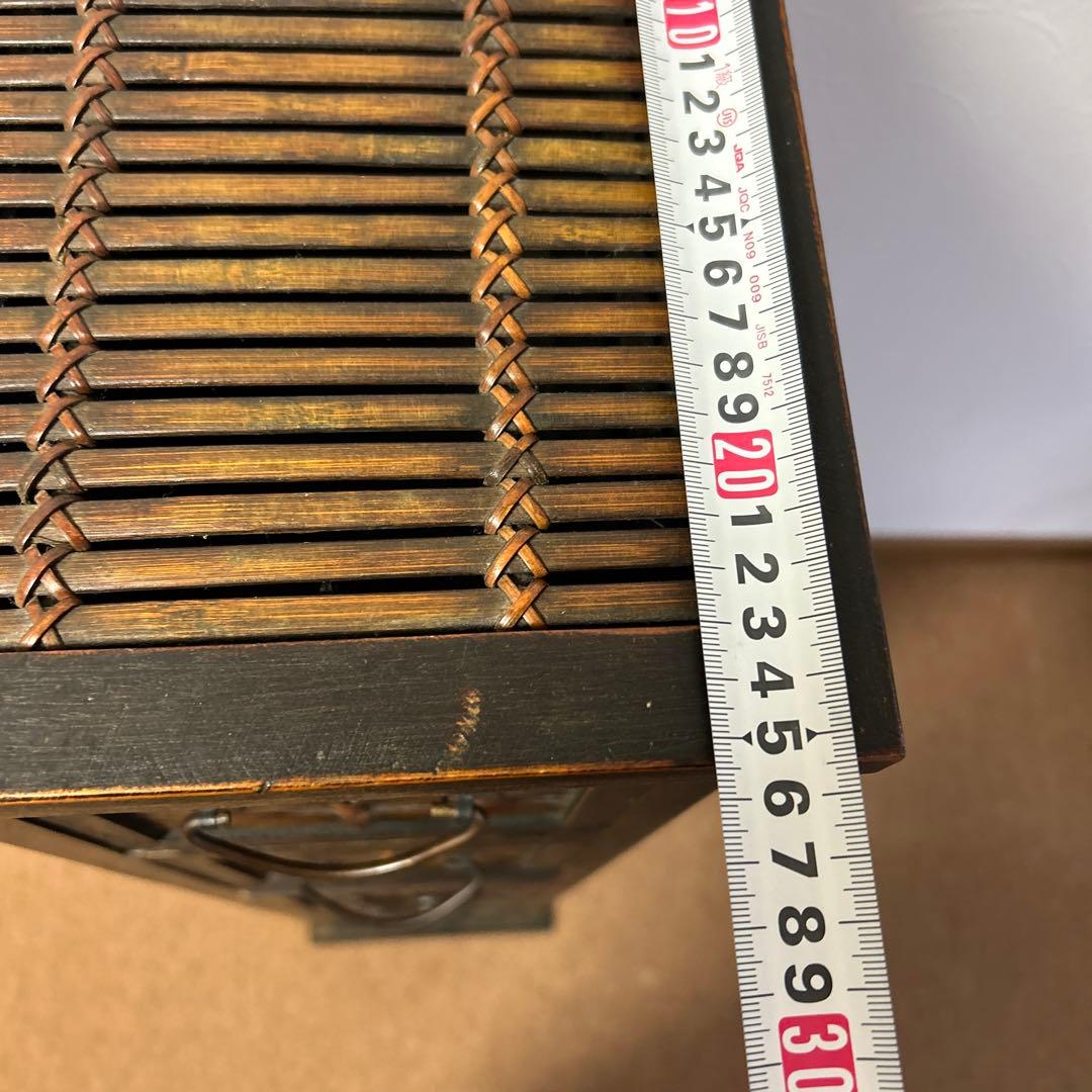 アンティーク 骨董 木と竹の5段ラック ダークブラウン