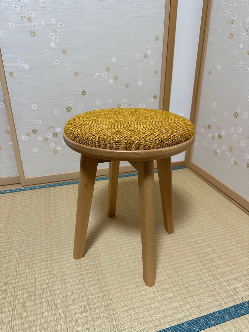 【未使用】高級スツール ナチュラル イエロー