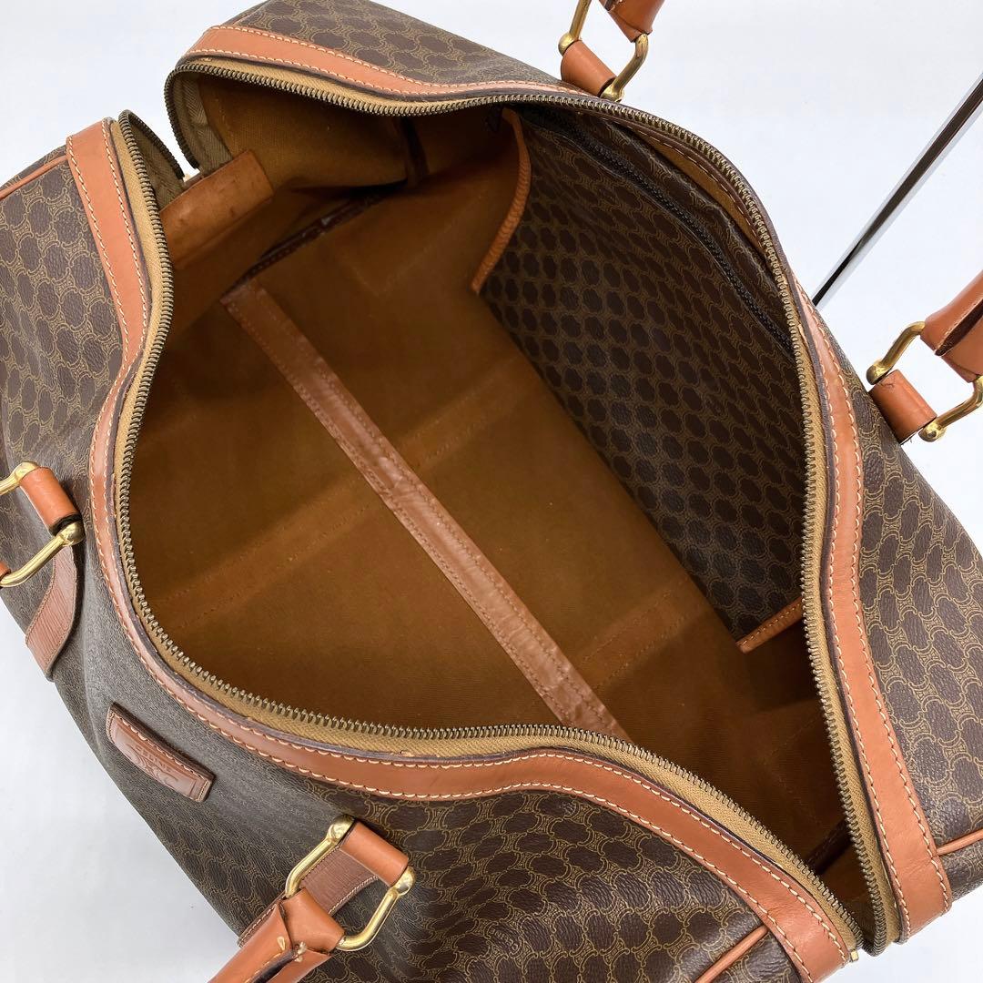 【CELINE】ボストンバッグ　マカダム柄　PVC ダークブラウン.