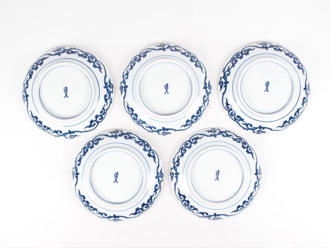 源右衛門窯 染錦松竹梅 皿 5客揃い 銘々皿 取り皿 有田焼 (付属品：共箱)