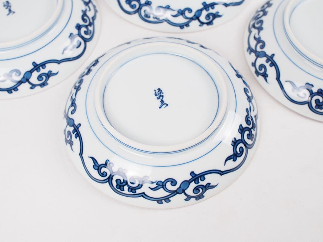 源右衛門窯 染錦松竹梅 皿 5客揃い 銘々皿 取り皿 有田焼 (付属品：共箱)