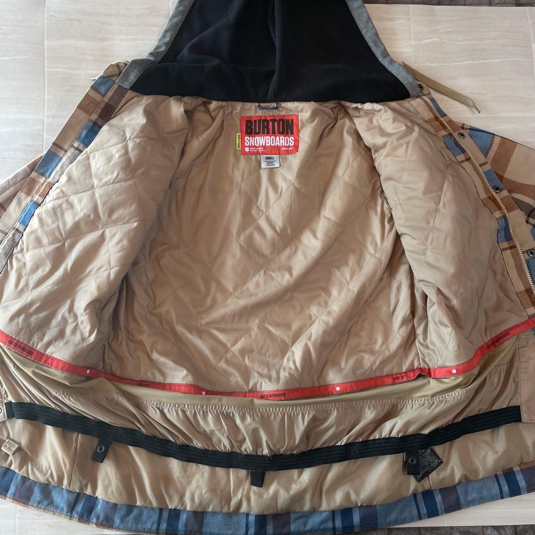 BURTON スノーボードウェア S チェック パーカー 重ね着風