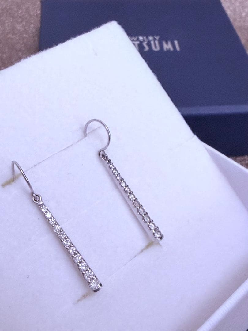 TSUTSUMI ダイヤモンドラインピアス　フックピアス　バーピアス