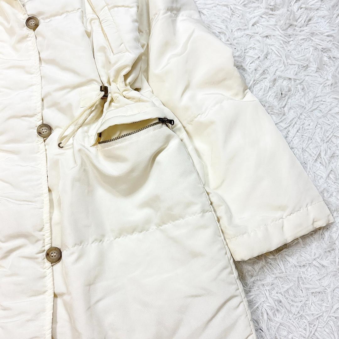 希少42【極美品】マックスマーラ ダウンコート ファーフード アイボリー 洗える