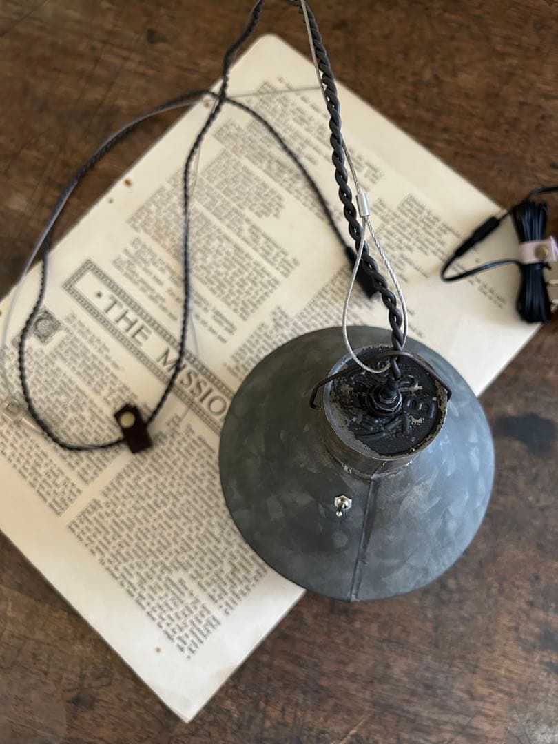 ワイヤーレール照明　古道具照明長さ調整　　　古材照明 インダストリアル照明