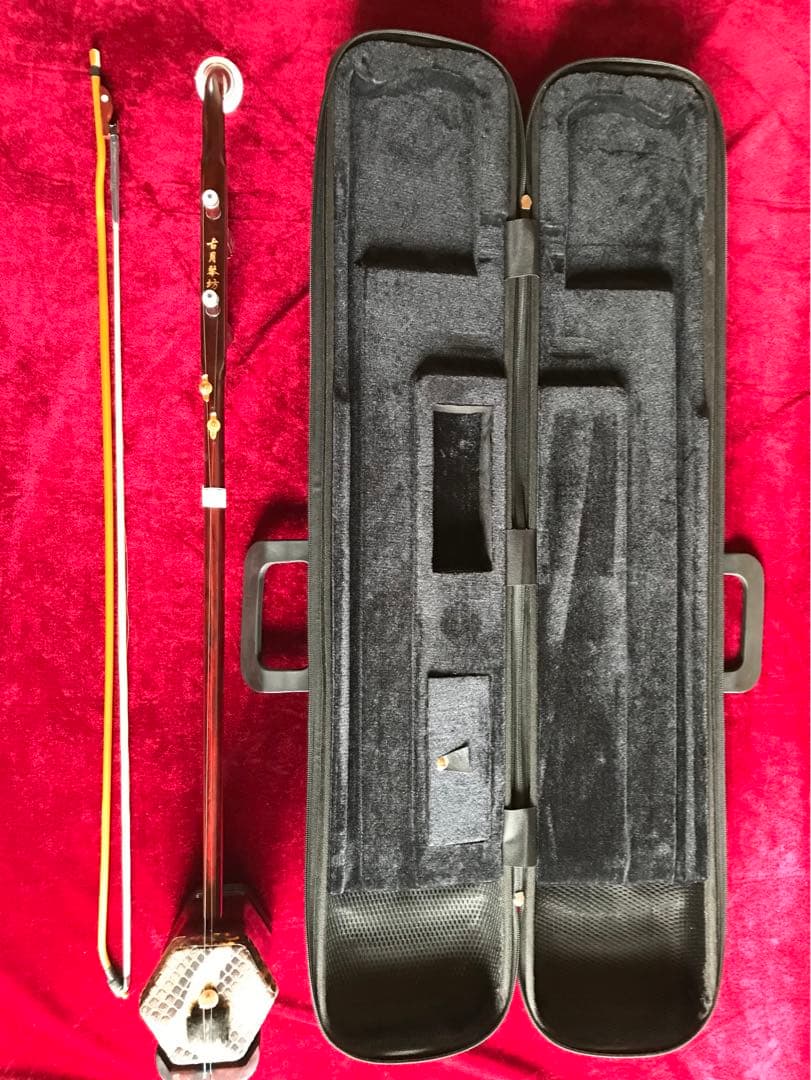 二胡★紫檀★本格錦蛇皮★古月琴坊・万其興製作★十年保証★二胡必需品セット