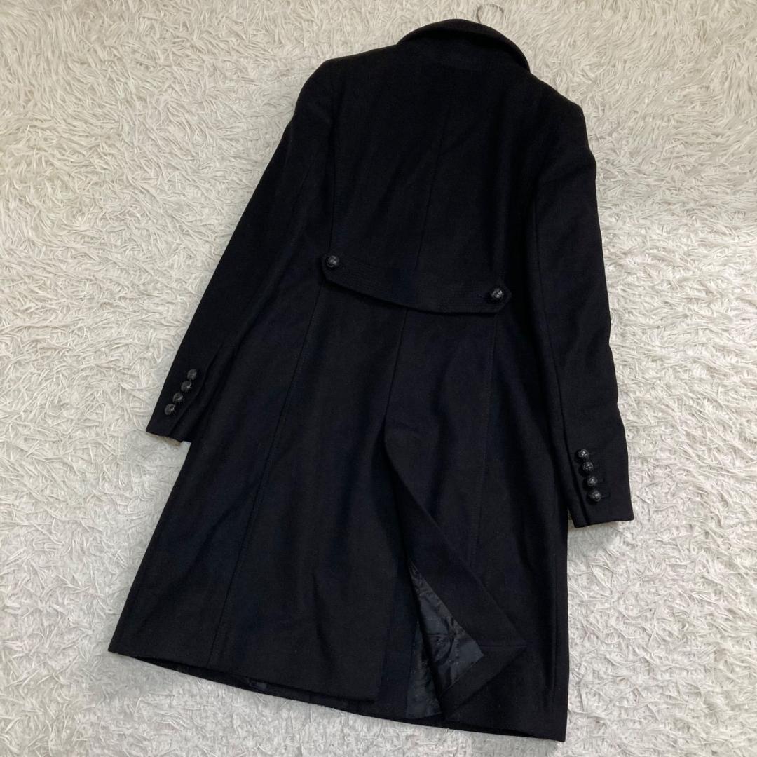 17517✨バリー 42 LL ウールカシミア ロングコート 胡桃ボタン 黒