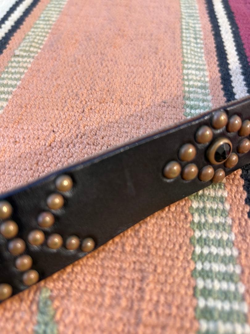 HIDE AND SEEK × HTC BLACKレザー スタッズベルト 36