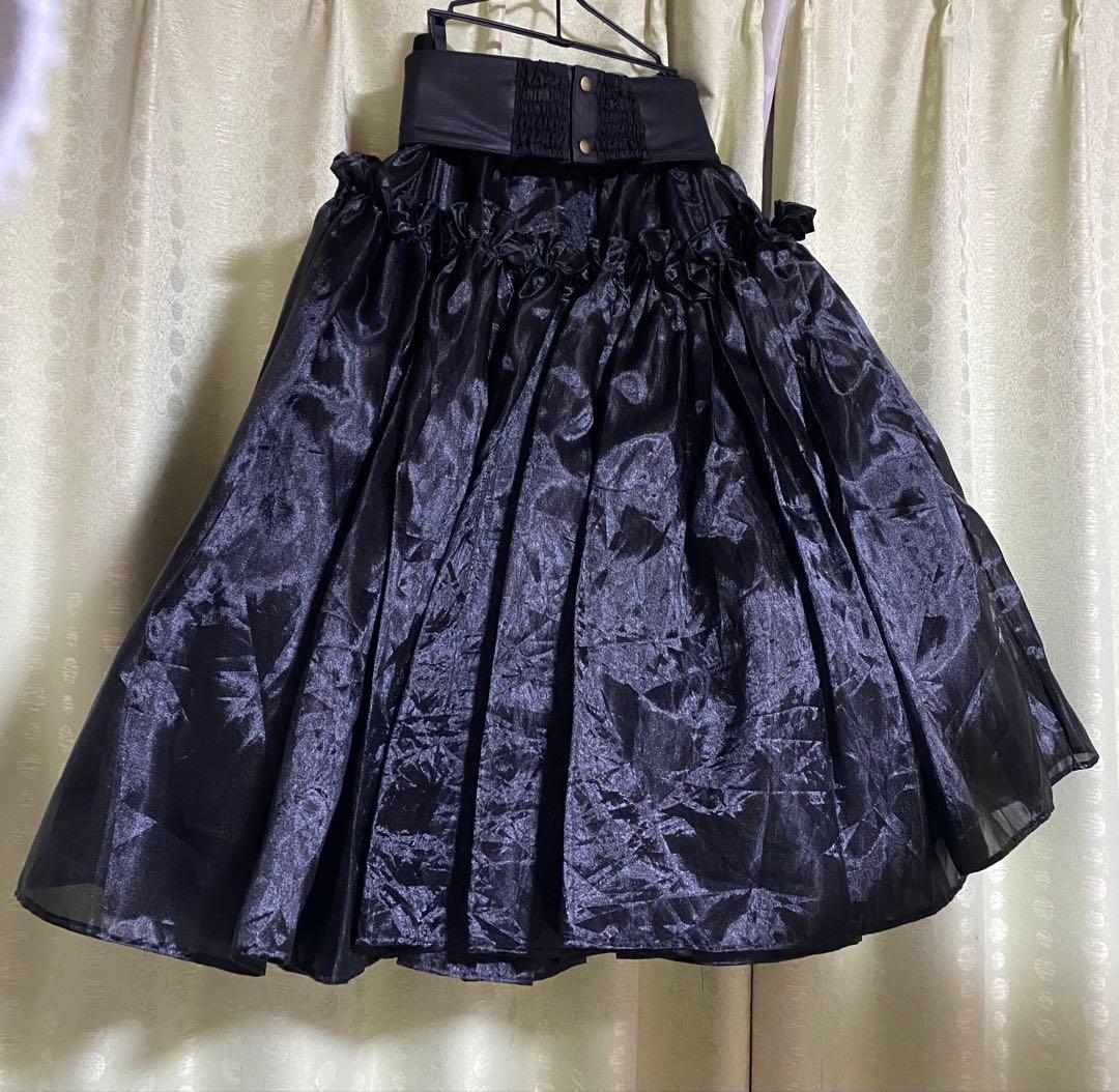 Na+H ブラック フレアスカート ベルト付き